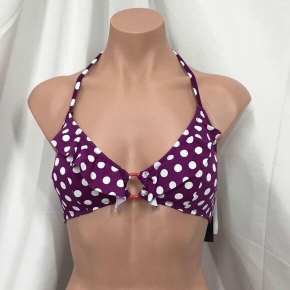 Marie Meili O Ring Polka Dot Bikini Top (D7) - Picture 1 of 8
